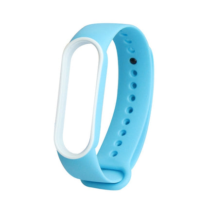 For Xiaomi Mi Band 5 Two-color TPE Replacement Strap Watchband(Sky Blue+White)-garmade.com