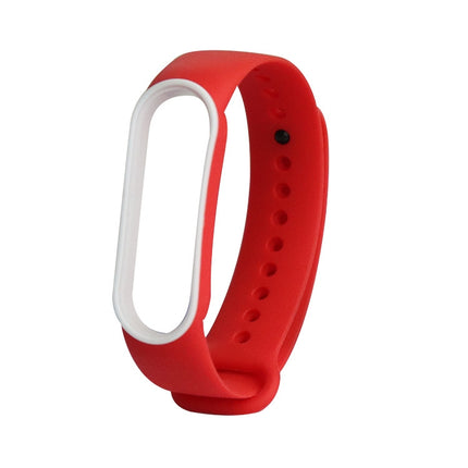 For Xiaomi Mi Band 5 Two-color TPE Replacement Strap Watchband(Red+White)-garmade.com