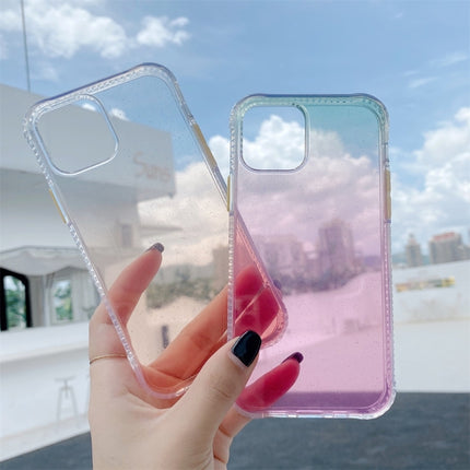 For iPhone 12 Pro Max Gradient Shockproof TPU + Acrylic Protective Case with Detachable Buttons(Gradient Rose Red)-garmade.com