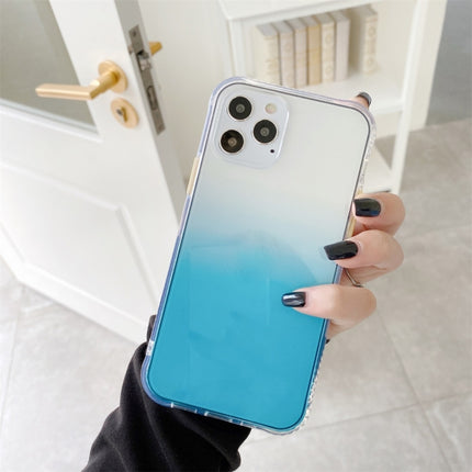 For iPhone 12 Pro Max Gradient Shockproof TPU + Acrylic Protective Case with Detachable Buttons(Gradient Blue)-garmade.com