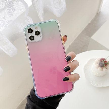 For iPhone 12 / 12 Pro Gradient Shockproof TPU + Acrylic Protective Case with Detachable Buttons(Gradient Rose Red)-garmade.com