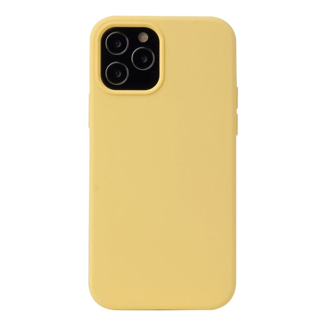 For iPhone 12 mini Solid Color Liquid Silicone Shockproof Protective Case(Yellow)-garmade.com