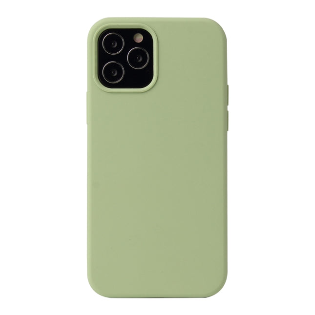 For iPhone 12 mini Solid Color Liquid Silicone Shockproof Protective Case(Matcha Green)-garmade.com