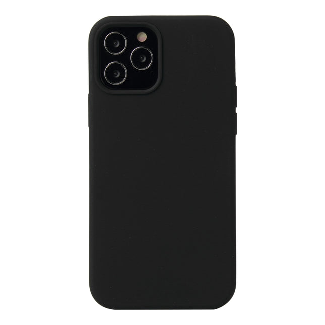 For iPhone 12 / 12 Pro Solid Color Liquid Silicone Shockproof Protective Case(Black)-garmade.com