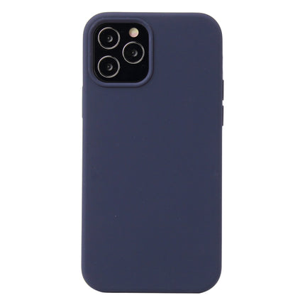For iPhone 12 / 12 Pro Solid Color Liquid Silicone Shockproof Protective Case(Midnight Blue)-garmade.com