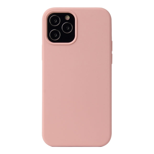 For iPhone 12 / 12 Pro Solid Color Liquid Silicone Shockproof Protective Case(Sakura Pink)-garmade.com
