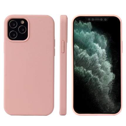For iPhone 12 / 12 Pro Solid Color Liquid Silicone Shockproof Protective Case(Sakura Pink)-garmade.com
