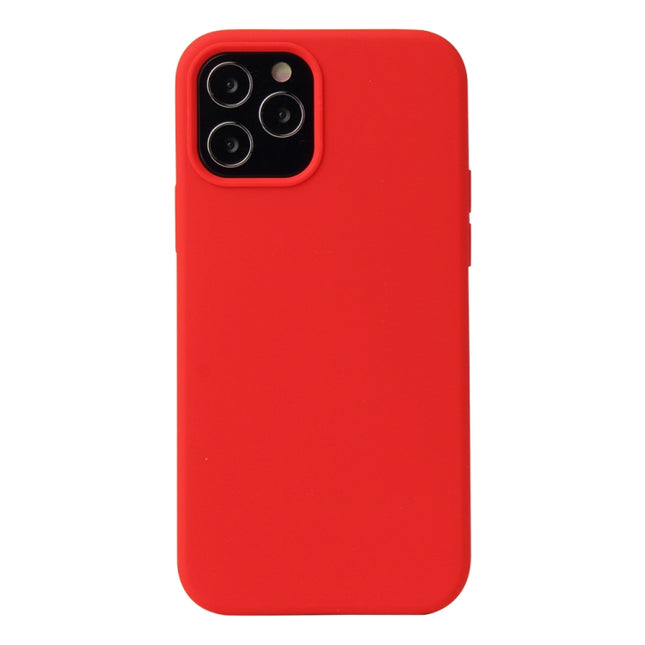For iPhone 12 / 12 Pro Solid Color Liquid Silicone Shockproof Protective Case(Country Red)-garmade.com