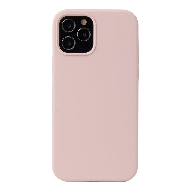 For iPhone 12 Pro Max Solid Color Liquid Silicone Shockproof Protective Case(Sand Pink)-garmade.com