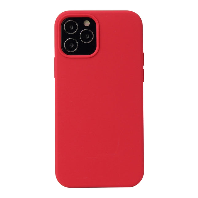 For iPhone 12 Pro Max Solid Color Liquid Silicone Shockproof Protective Case(Carmine)-garmade.com