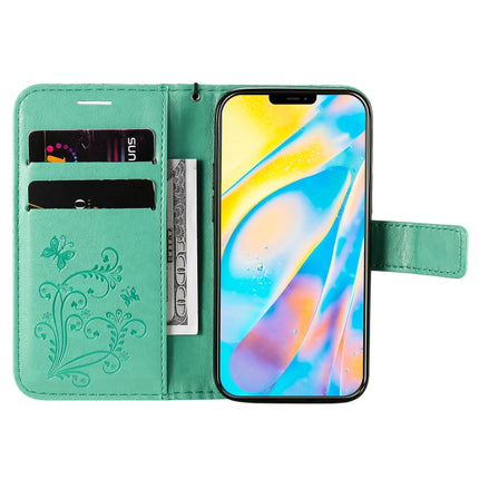 For iPhone 12 mini 3D Butterfly Embossed Pattern Horizontal Flip Leather Case with Holder & Card Slot & Wallet & Lanyard(Green)-garmade.com