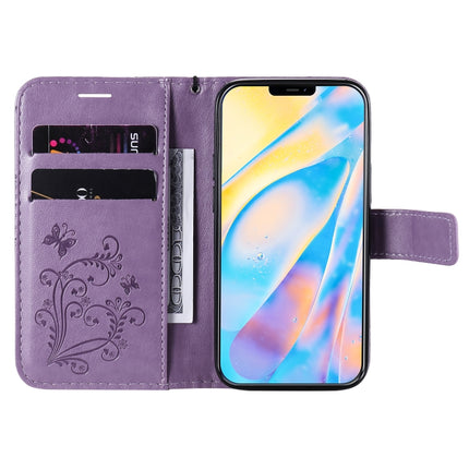 For iPhone 12 mini 3D Butterfly Embossed Pattern Horizontal Flip Leather Case with Holder & Card Slot & Wallet & Lanyard(Purple)-garmade.com