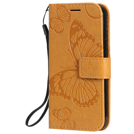 For iPhone 12 mini 3D Butterfly Embossed Pattern Horizontal Flip Leather Case with Holder & Card Slot & Wallet & Lanyard(Yellow)-garmade.com