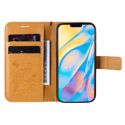 For iPhone 12 mini 3D Butterfly Embossed Pattern Horizontal Flip Leather Case with Holder & Card Slot & Wallet & Lanyard(Yellow)-garmade.com