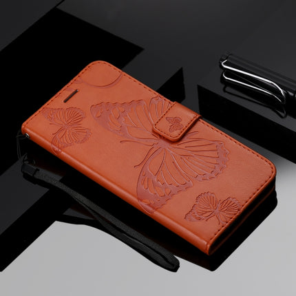 For iPhone 12 mini 3D Butterfly Embossed Pattern Horizontal Flip Leather Case with Holder & Card Slot & Wallet & Lanyard(Orange)-garmade.com
