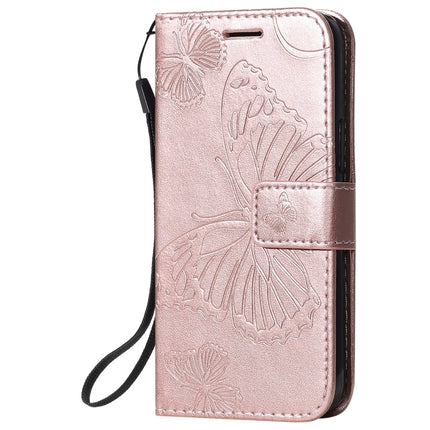 For iPhone 12 mini 3D Butterfly Embossed Pattern Horizontal Flip Leather Case with Holder & Card Slot & Wallet & Lanyard(Rose Gold)-garmade.com