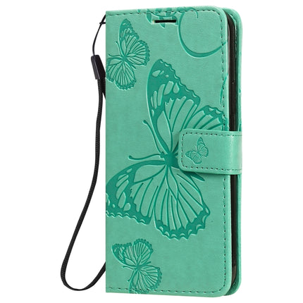 For iPhone 12 / 12 Pro 3D Butterfly Embossed Pattern Horizontal Flip Leather Case with Holder & Card Slot & Wallet & Lanyard(Green)-garmade.com