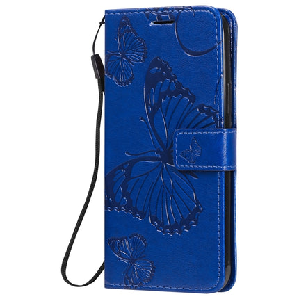 For iPhone 12 / 12 Pro 3D Butterfly Embossed Pattern Horizontal Flip Leather Case with Holder & Card Slot & Wallet & Lanyard(Blue)-garmade.com