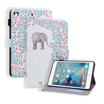 For iPad mini (2019) Horizontal Flip Leather Case, with Card Slots & Holder & Photo Frame(Elephant Flower)-garmade.com