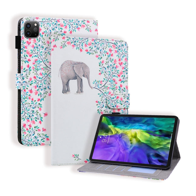 For iPad Pro 11 inch (2020) Horizontal Flip Leather Tablet Case, with Card Slots & Holder & Photo Frame(Elephant Flower)-garmade.com