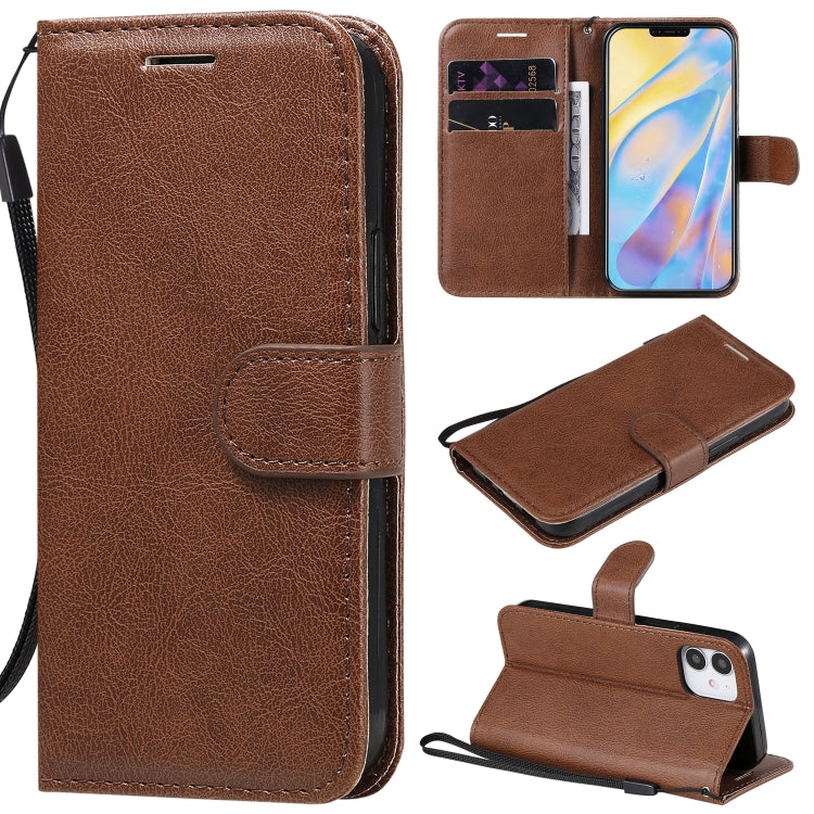 For iPhone 12 mini Solid Color Horizontal Flip Protective Leather Case with Holder & Card Slots & Wallet & Photo Frame & Lanyard(Brown)-garmade.com