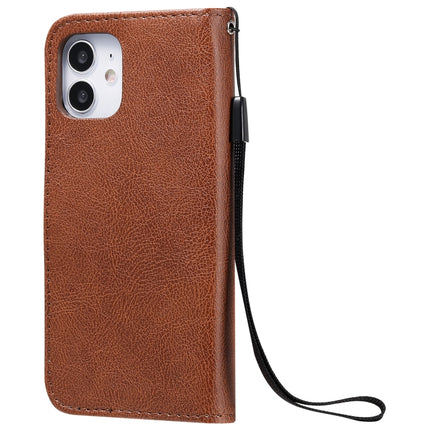 For iPhone 12 mini Solid Color Horizontal Flip Protective Leather Case with Holder & Card Slots & Wallet & Photo Frame & Lanyard(Brown)-garmade.com