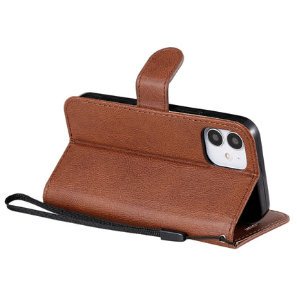 For iPhone 12 mini Solid Color Horizontal Flip Protective Leather Case with Holder & Card Slots & Wallet & Photo Frame & Lanyard(Brown)-garmade.com