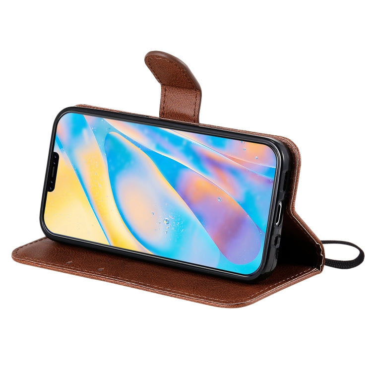 For iPhone 12 mini Solid Color Horizontal Flip Protective Leather Case with Holder & Card Slots & Wallet & Photo Frame & Lanyard(Brown)-garmade.com