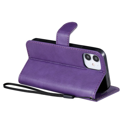For iPhone 12 mini Solid Color Horizontal Flip Protective Leather Case with Holder & Card Slots & Wallet & Photo Frame & Lanyard(Purple)-garmade.com