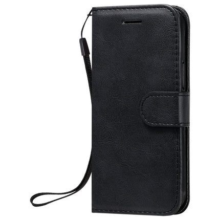 For iPhone 12 mini Solid Color Horizontal Flip Protective Leather Case with Holder & Card Slots & Wallet & Photo Frame & Lanyard(Black)-garmade.com