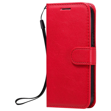 For iPhone 12 mini Solid Color Horizontal Flip Protective Leather Case with Holder & Card Slots & Wallet & Photo Frame & Lanyard(Red)-garmade.com