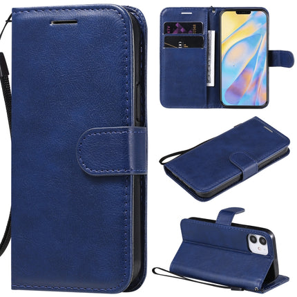 For iPhone 12 mini Solid Color Horizontal Flip Protective Leather Case with Holder & Card Slots & Wallet & Photo Frame & Lanyard(Blue)-garmade.com