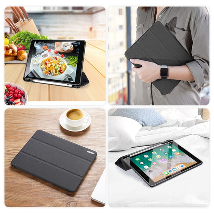 For iPad 9.7 inch(2017)/9.7 inch(2018)/iPad 6 DUX DUCIS Domo Series Horizontal Flip Magnetic PU Leather Case with Three-folding Holder & Pen Slot(Black)-garmade.com