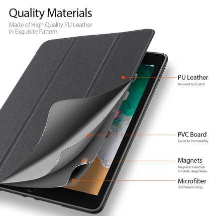 For iPad 9.7 inch(2017)/9.7 inch(2018)/iPad 6 DUX DUCIS Domo Series Horizontal Flip Magnetic PU Leather Case with Three-folding Holder & Pen Slot(Black)-garmade.com