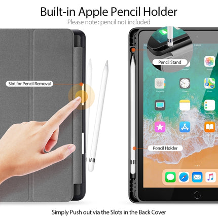 For iPad 9.7 inch(2017)/9.7 inch(2018)/iPad 6 DUX DUCIS Domo Series Horizontal Flip Magnetic PU Leather Case with Three-folding Holder & Pen Slot(Gray)-garmade.com