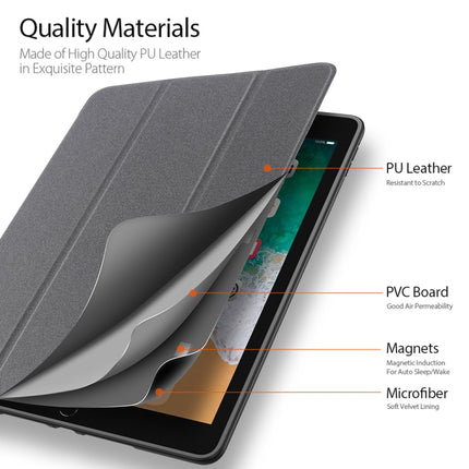 For iPad 9.7 inch(2017)/9.7 inch(2018)/iPad 6 DUX DUCIS Domo Series Horizontal Flip Magnetic PU Leather Case with Three-folding Holder & Pen Slot(Gray)-garmade.com