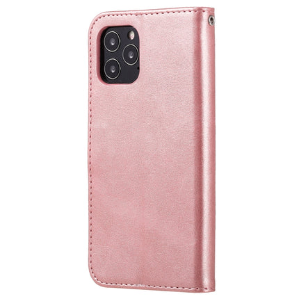 For iPhone 12 mini Pro Fashion Calf Texture Zipper Horizontal Flip Leather Case with Stand & Card Slots & Wallet Function(Rose Gold)-garmade.com