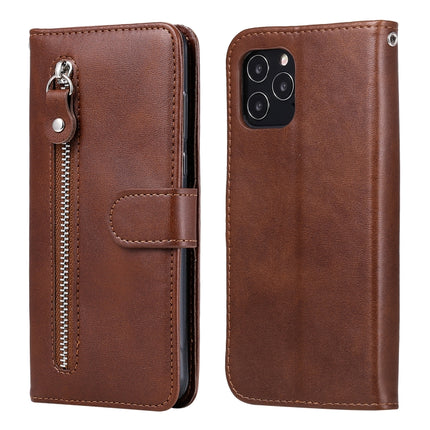 For iPhone 12 mini Pro Fashion Calf Texture Zipper Horizontal Flip Leather Case with Stand & Card Slots & Wallet Function(Brown)-garmade.com
