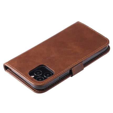 For iPhone 12 mini Pro Fashion Calf Texture Zipper Horizontal Flip Leather Case with Stand & Card Slots & Wallet Function(Brown)-garmade.com