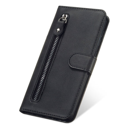 For iPhone 12 Pro Max Fashion Calf Texture Zipper Horizontal Flip Leather Case with Stand & Card Slots & Wallet Function(Black)-garmade.com