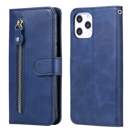 For iPhone 12 Pro Max Fashion Calf Texture Zipper Horizontal Flip Leather Case with Stand & Card Slots & Wallet Function(Blue)-garmade.com