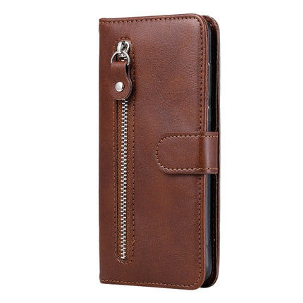 For iPhone 12 Pro Max Fashion Calf Texture Zipper Horizontal Flip Leather Case with Stand & Card Slots & Wallet Function(Brown)-garmade.com