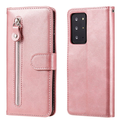 For Samsung Galaxy Note20 Ultra Fashion Calf Texture Zipper Horizontal Flip Leather Case with Stand & Card Slots & Wallet Function(Rose Gold)-garmade.com
