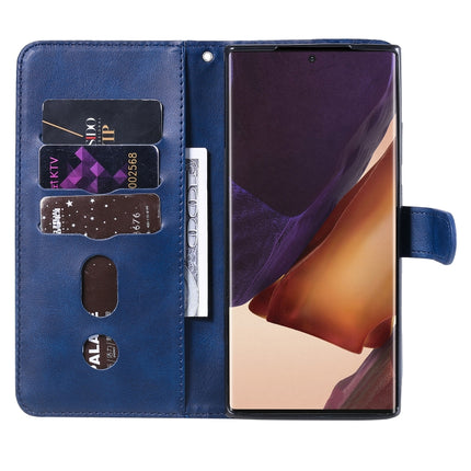 For Samsung Galaxy Note20 Ultra Fashion Calf Texture Zipper Horizontal Flip Leather Case with Stand & Card Slots & Wallet Function(Blue)-garmade.com