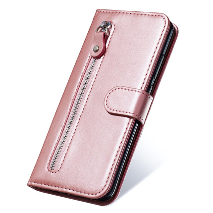 For Samsung Galaxy Note20 Fashion Calf Texture Zipper Horizontal Flip Leather Case with Stand & Card Slots & Wallet Function(Rose Gold)-garmade.com