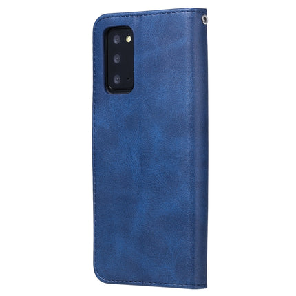 For Samsung Galaxy Note20 Fashion Calf Texture Zipper Horizontal Flip Leather Case with Stand & Card Slots & Wallet Function(Blue)-garmade.com