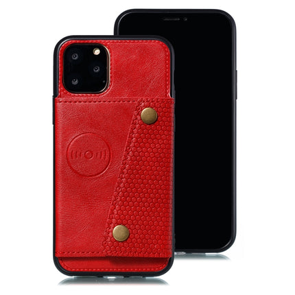 For iPhone 12 mini Leather Protective Case with Holder & Card Slots(Red)-garmade.com