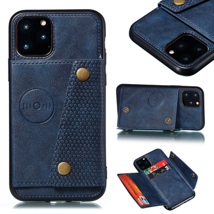 For iPhone 12 mini Leather Protective Case with Holder & Card Slots(Blue)-garmade.com