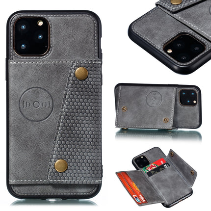 For iPhone 12 mini Leather Protective Case with Holder & Card Slots(Grey)-garmade.com