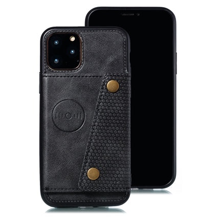 For iPhone 12 mini Leather Protective Case with Holder & Card Slots(Black)-garmade.com